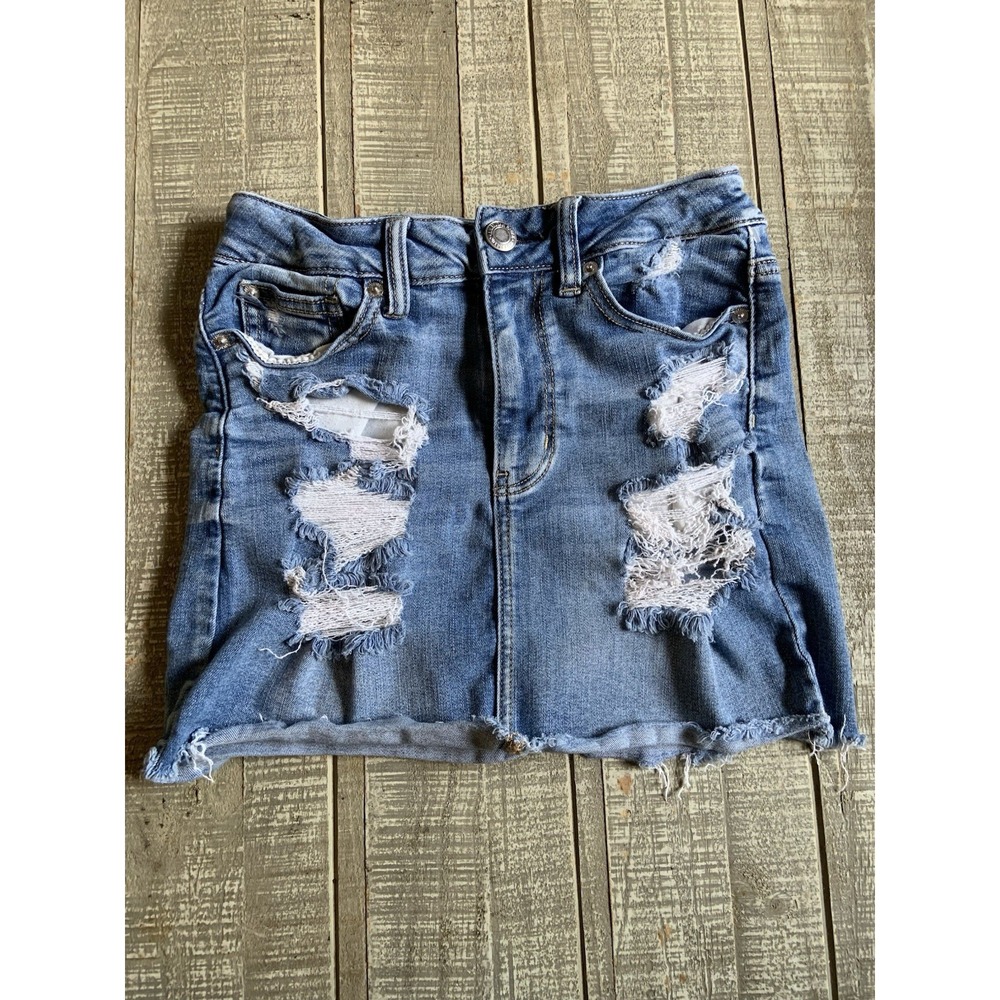 American Eagle Next Level Stretch X Hi-Rise Blue Denim Jean Skirt Women's Size 2